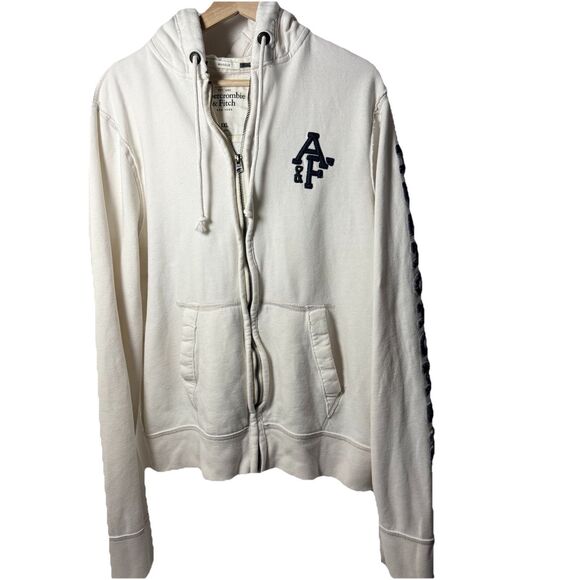 VTG Abercrombie & Fitch Sweatshirt Men's XXL Zip Up Muscle Hoodie Distressed - Picture 1 of 11